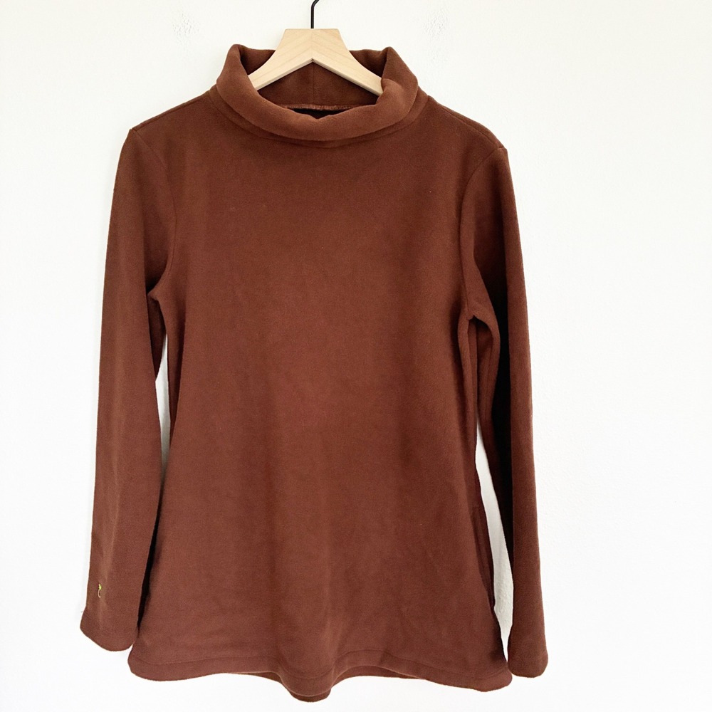 Dudley Stephens Park Slope Turtleneck Fleece Womens M Brown Cozy Quiet Luxury